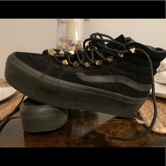 black suede platform vans